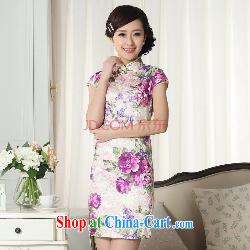 And Jing Ge new summer elegance Chinese qipao Chinese graphics thin short cheongsam picture color 2 XL, Jing Ge, shopping on the Internet