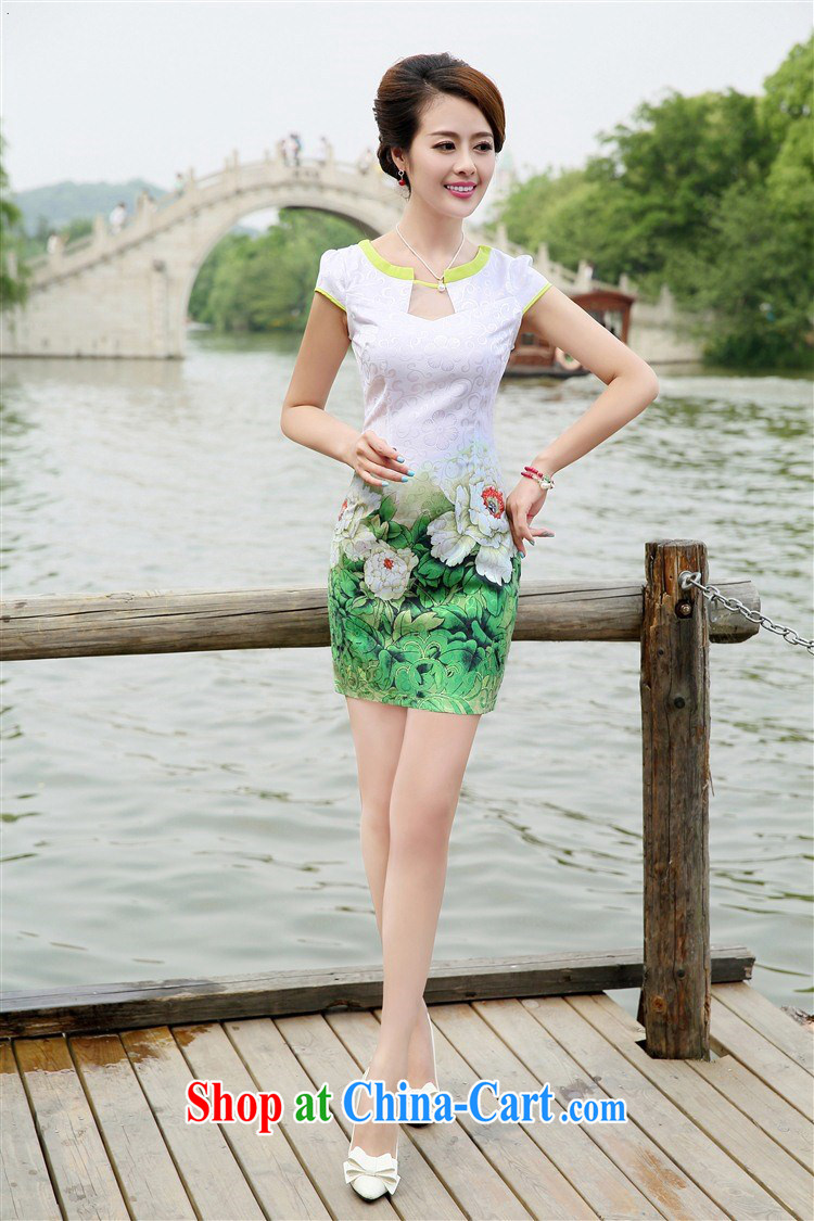 100 million Dollar City summer 2015 new girls improved stylish short skirts retro style beauty dresses retro daily stamp cheongsam dress 6878 green Peony XXL pictures, price, brand platters! Elections are good character, the national distribution, so why buy now enjoy more preferential! Health