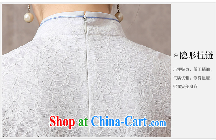 Spring 2015 new lace daily cheongsam dress short-sleeved improved literary and artistic small fresh beauty graphics thin cheongsam dress girls white blue XXL I should be grateful if you would have pictures, price, brand platters! Elections are good character, the national distribution, so why buy now enjoy more preferential! Health