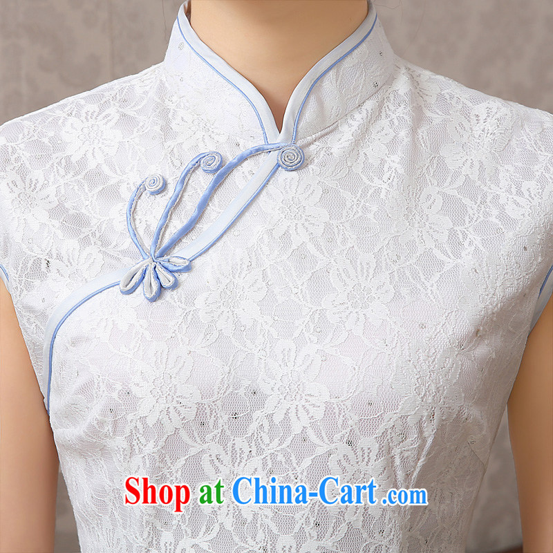 Spring 2015 new lace daily goods short-sleeved improved arts small fresh beauty graphics thin cheongsam dress girls white blue XXL I should be grateful if you, Martin Taylor (TAILEMARTIN), online shopping