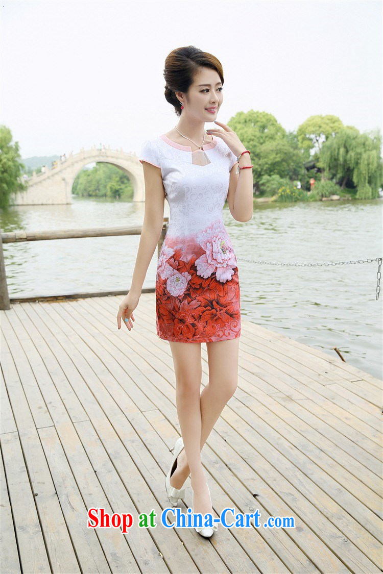 Silent Spring Summer 2015 new female improved stylish short style elegant beauty dresses retro skirts daily stamp cheongsam dress 6878 green Peony XXL pictures, price, brand platters! Elections are good character, the national distribution, so why buy now enjoy more preferential! Health