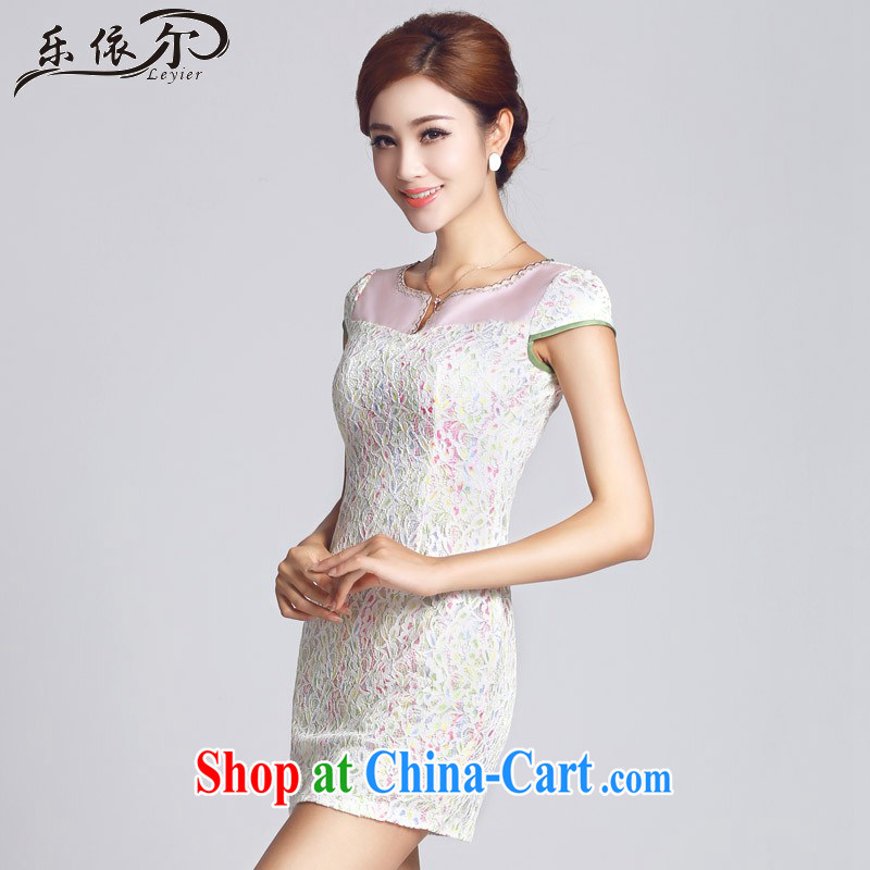And, in accordance with lace-patterned improved short, female cheongsam dress daily lady LYE 66,605 white XXL, in accordance with (leyier), shopping on the Internet