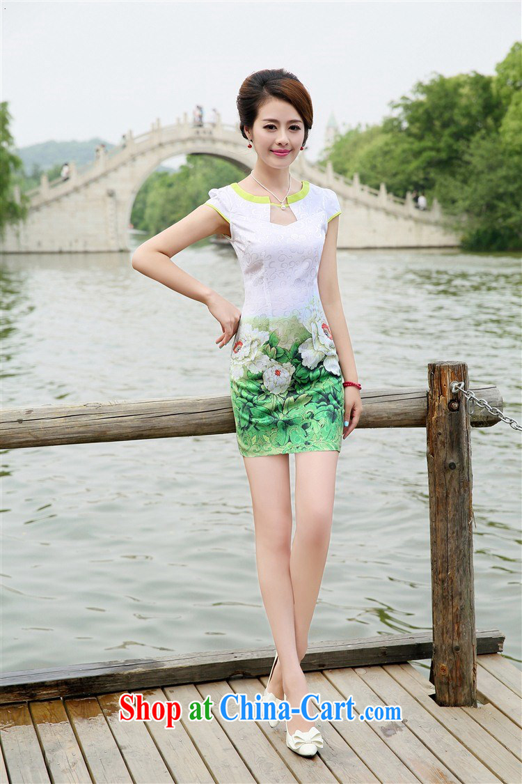 Constitution, spent summer 2015 new women with improved stylish short bag and dress style beauty retro daily stamp cheongsam dress 6878 green Peony M pictures, price, brand platters! Elections are good character, the national distribution, so why buy now enjoy more preferential! Health