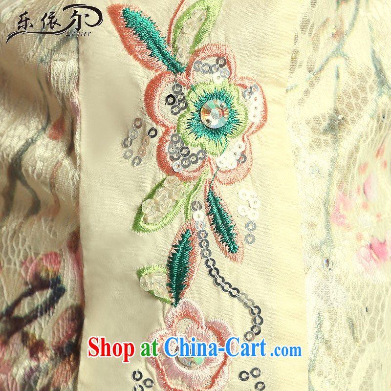 And, in accordance with antique flower embroidery cheongsam girl short, daily cultivating cheongsam dress LYE 33,308 apricot XXL, in accordance with (leyier), shopping on the Internet
