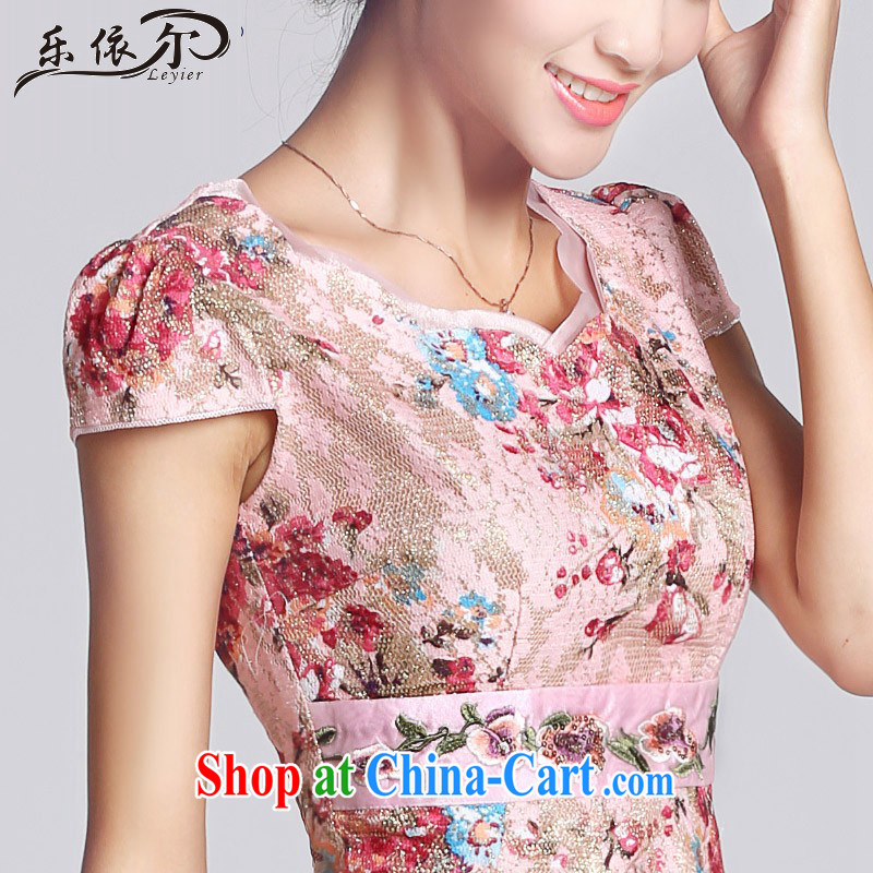 And, in accordance with classical lady dresses retro embroidery flowers daily short cheongsam dress LYE 33,306 pink M, in accordance with (leyier), online shopping