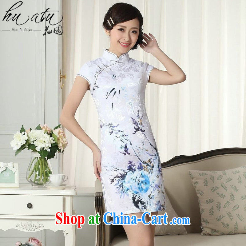 Take the new summer elegance Chinese qipao cotton clothes Chinese, for improved graphics Thin Mini-short dresses such as the color 2 XL, spend figure, shopping on the Internet
