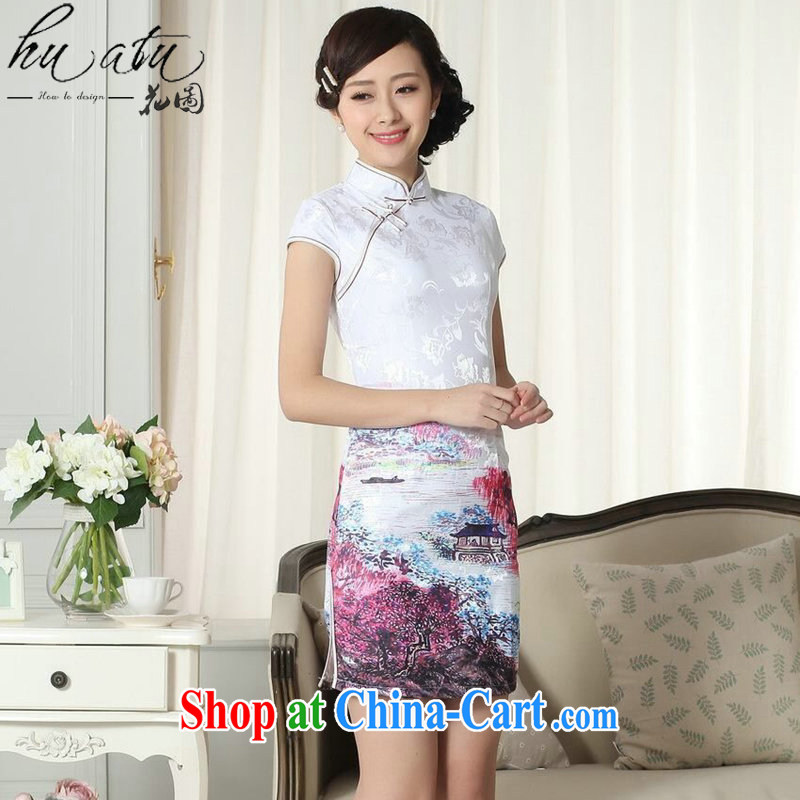 Take the lady stylish jacquard cotton cultivation short cheongsam dress girls summer, new Chinese mini cheongsam dress such as the color 2 XL, figure, shopping on the Internet