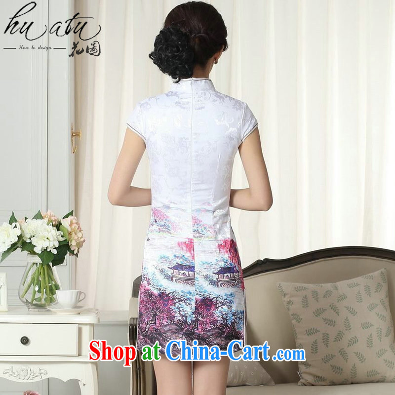 Take the lady stylish jacquard cotton cultivation short cheongsam dress girls summer, new Chinese mini cheongsam dress such as the color 2 XL, figure, shopping on the Internet