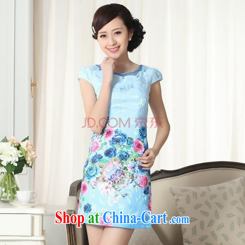Shanghai optimization new summer elegance Chinese qipao improved graphics thin short cheongsam picture color 2 XL
