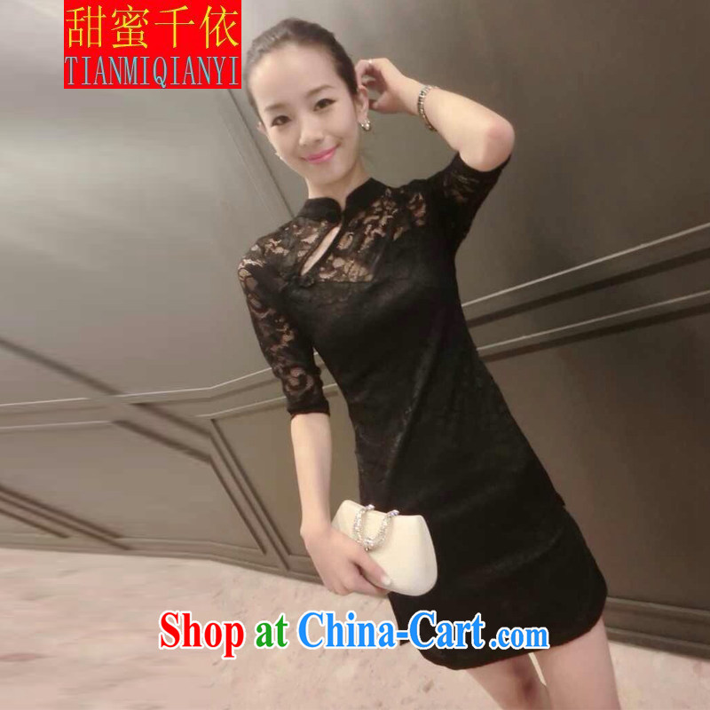 Sweet 1000 according to 2015 lace beauty graphics thin cheongsam dress pink S, sweet 1000 (TIANMIQIANYI), shopping on the Internet