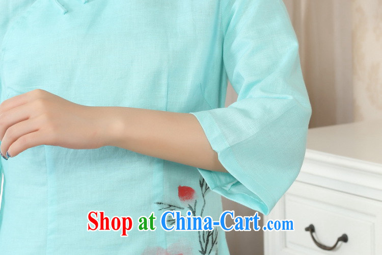 Uh, Ms. JOSEPH Tang Women's clothes summer T-shirt, cotton for the hand-painted Chinese Han-female improved Tang in cuff - C Lake blue XXL pictures, price, brand platters! Elections are good character, the national distribution, so why buy now enjoy more preferential! Health