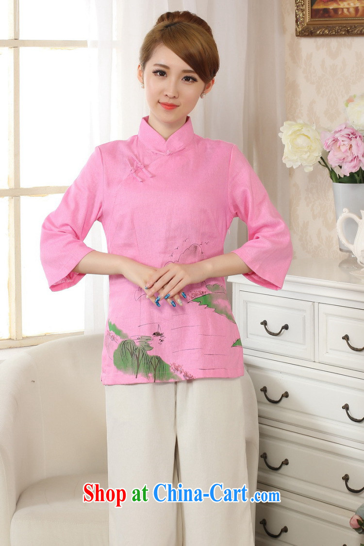 Uh, Ms. JOSEPH Tang Women's clothes summer T-shirt, cotton for the hand-painted Chinese Han-female improved Tang in cuff - B pink XXL pictures, price, brand platters! Elections are good character, the national distribution, so why buy now enjoy more preferential! Health