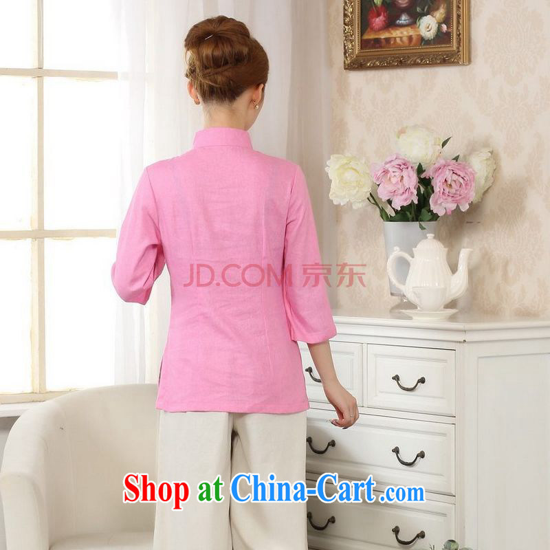 Uh, Ms. JOSEPH Tang Women's clothes summer T-shirt, cotton for the hand-painted Chinese Han-female improved Tang on the cuff - B pink XXL, Joseph cotton, shopping on the Internet