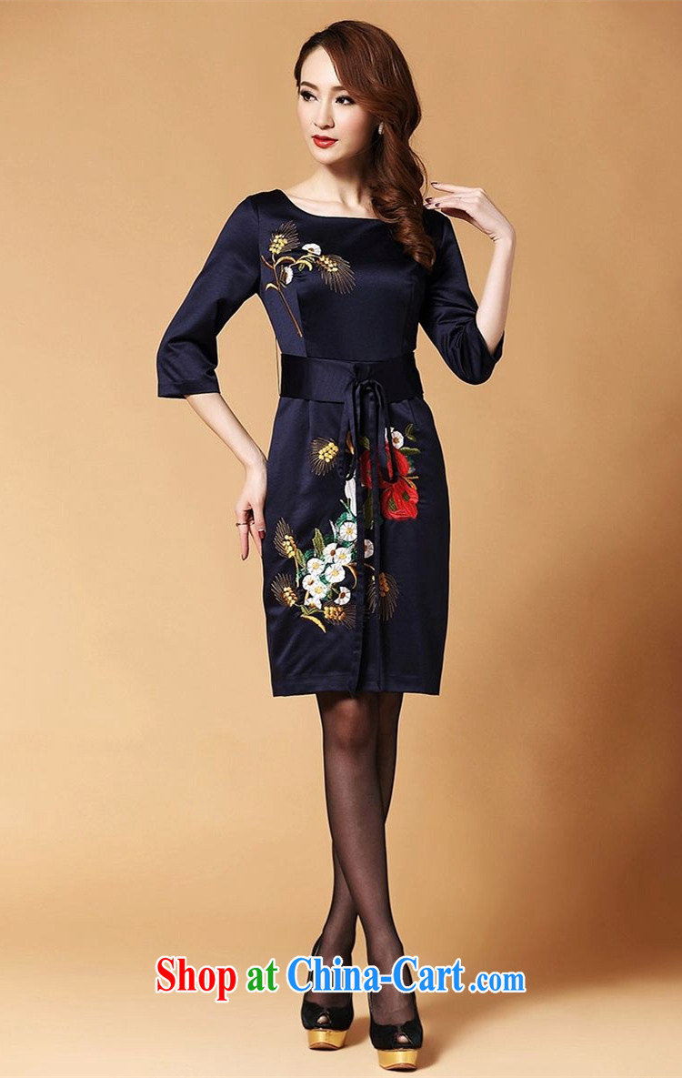 Sweet 1000 in spring 2015 the new noble temperament evening gown embroidery cheongsam dress dark blue, cuff L pictures, price, brand platters! Elections are good character, the national distribution, so why buy now enjoy more preferential! Health