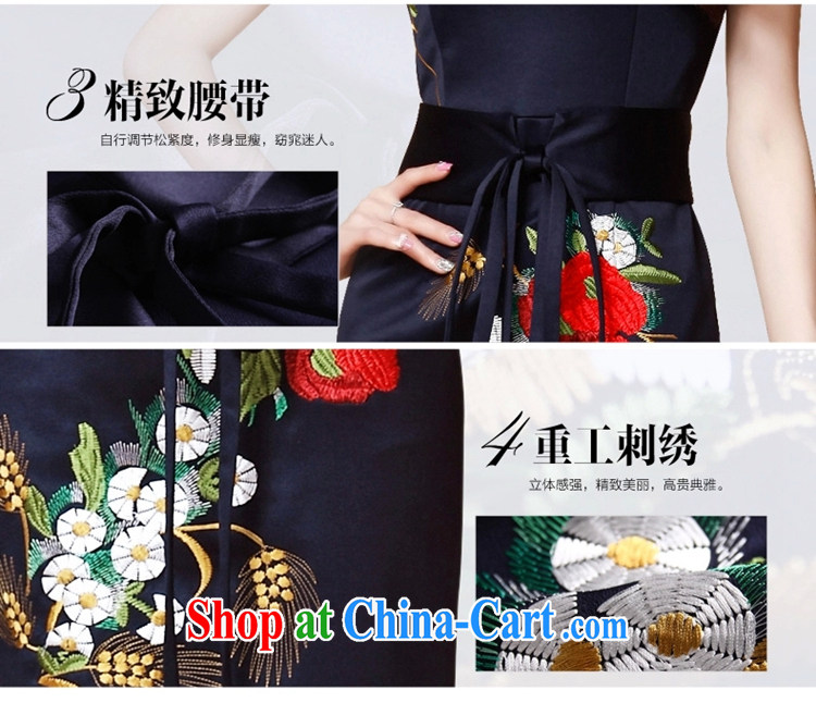 Sweet 1000 in spring 2015 the new noble temperament evening gown embroidery cheongsam dress dark blue, cuff L pictures, price, brand platters! Elections are good character, the national distribution, so why buy now enjoy more preferential! Health