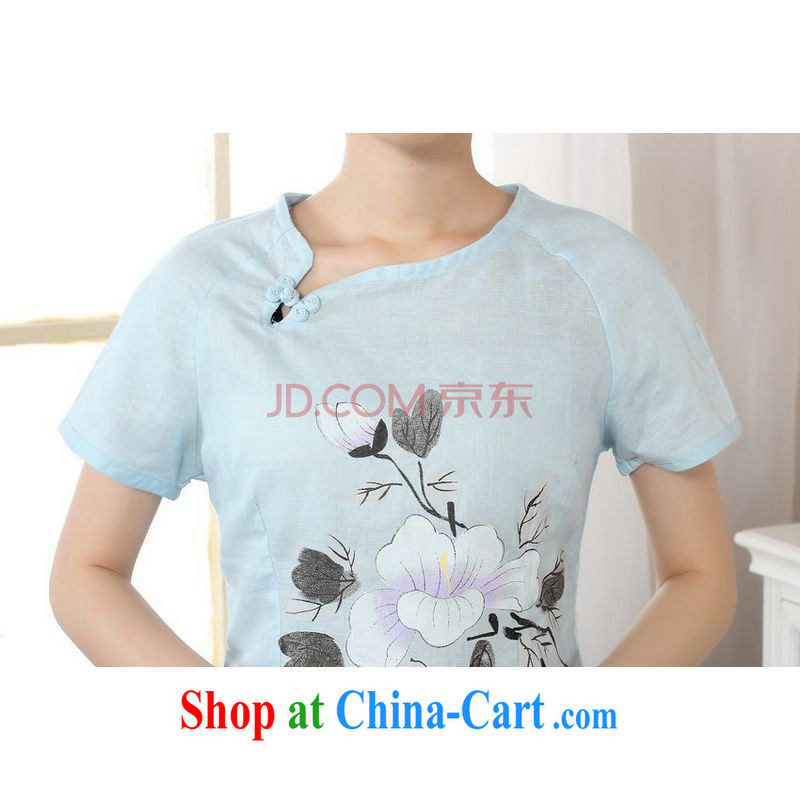 Uh, Ms. JOSEPH Tang Women's clothes summer wear T-shirt short-sleeved cotton Ma hand-painted shirt ethnic wind female picture color XXL, Joseph cotton, shopping on the Internet
