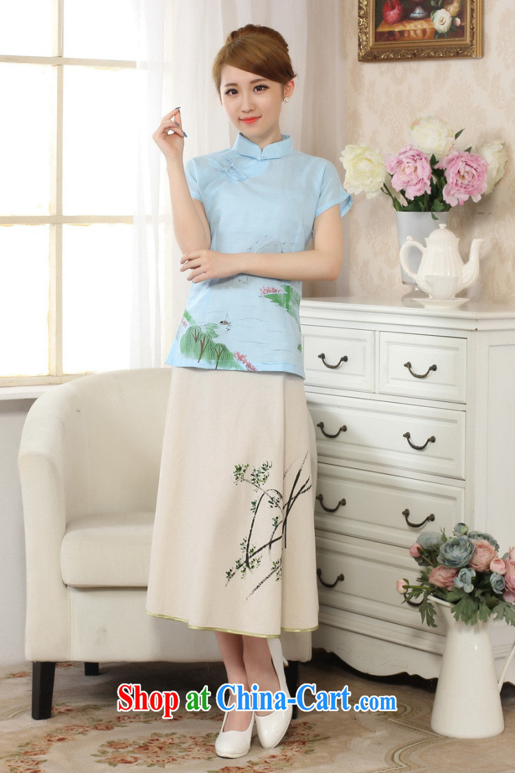 Uh, Ms. JOSEPH Tang Women's clothes summer wear T-shirt, cotton for the hand-painted Chinese Han-female improved Tang with short-sleeved - B pink S pictures, price, brand platters! Elections are good character, the national distribution, so why buy now enjoy more preferential! Health