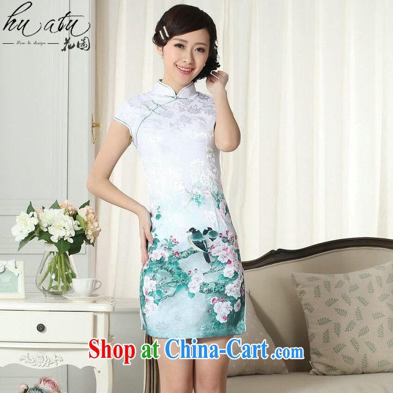 Take the lady daily fashion jacquard cotton cultivation short cheongsam dress Chinese improved the collar flower new cheongsam dress such as the color 2 XL
