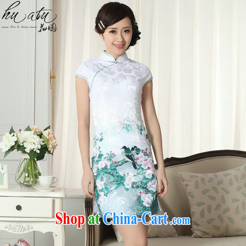 Take the lady-day and stylish jacquard cotton cultivating short cheongsam dress Chinese improved, flower for new dresses dress such as the color 2 XL, spend figure, shopping on the Internet