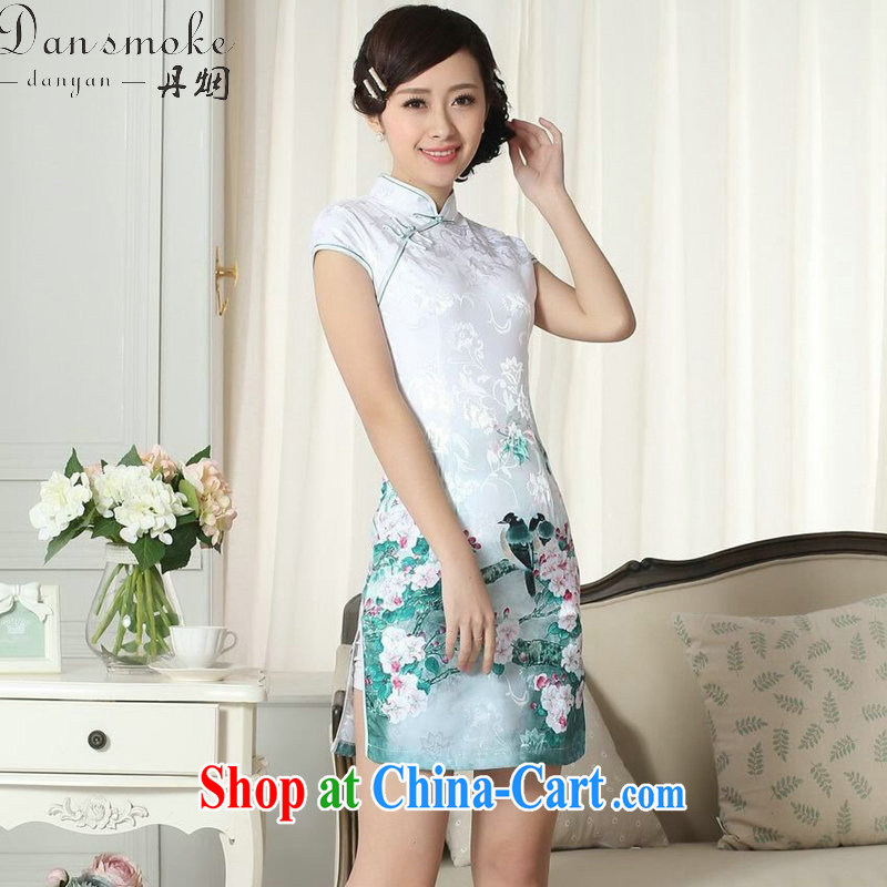 Dan smoke lady daily fashion jacquard cotton cultivating short cheongsam dress Chinese improved, flower for new dresses dresses such as the color 2 XL, Bin Laden smoke, shopping on the Internet