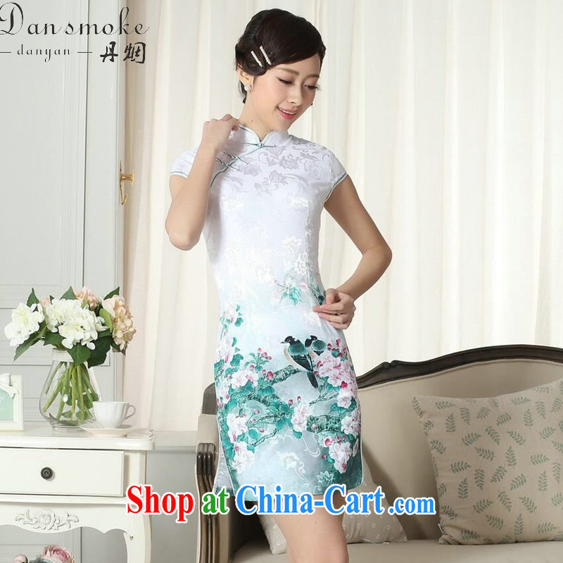 Dan smoke lady daily fashion jacquard cotton cultivating short cheongsam dress Chinese improved, flower for new dresses dresses such as the color 2 XL, Bin Laden smoke, shopping on the Internet