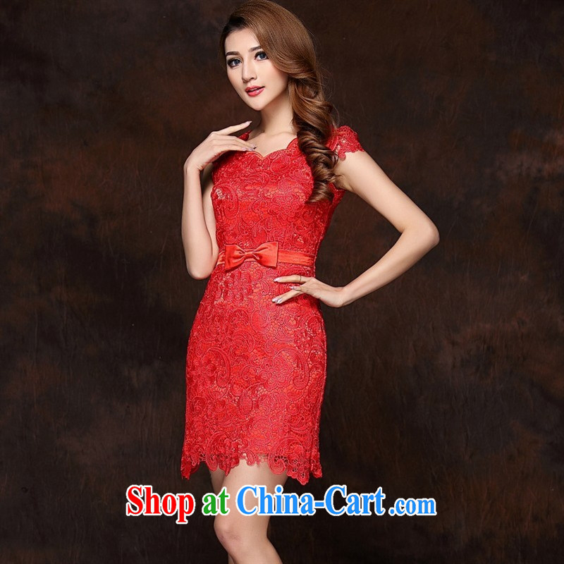 Black butterfly store 15 new spring, female elegant atmosphere only lace-style the waist Bow Tie package and dresses wedding banquet red XXL