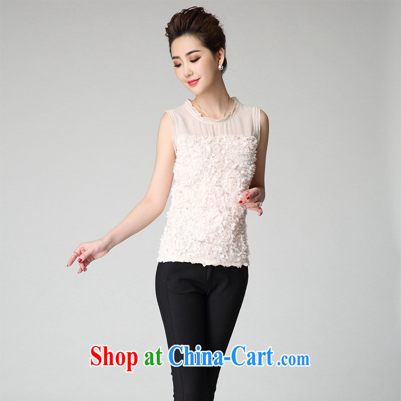 2015 Summer in Europe and the New Web by three-dimensional jacquard stitching 100 on a sleeveless T-shirt solid Q 13,152 M apricot XXL, the day to assemble (meitianyihuan), shopping on the Internet