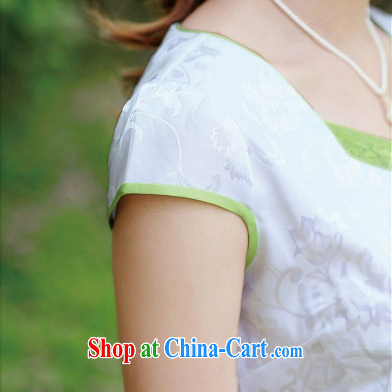 Constitution, take women summer 2015 new, improved short cheongsam style lady beauty and elegant graphics thin the retro package and dresses 6968 Green lotus S, constitution, flowers, shopping on the Internet