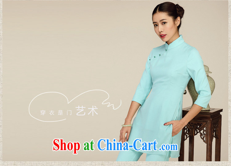 Mr Tang, Id al-Fitr, the new 2015 National wind retro beauty 7 cuff Chinese clothing improved cheongsam shirt light green L pictures, price, brand platters! Elections are good character, the national distribution, so why buy now enjoy more preferential! Health