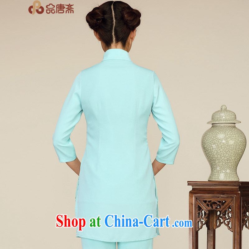 Mr Tang, Id al-Fitr, the new 2015 National wind retro beauty 7 cuff Chinese clothing improved cheongsam shirt light green L, Tang id al-Fitr, shopping on the Internet