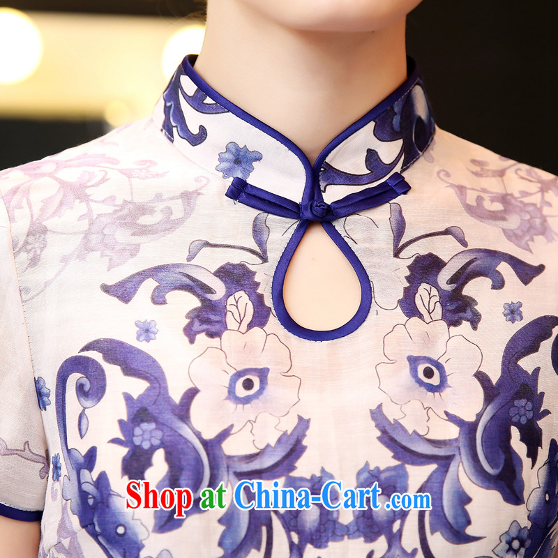 Recall that advisory committee that Children Summer 2015 new stamp blue and white porcelain qipao, for cultivating cheongsam 85,108 blue and white porcelain XL, recalling that advisory committee that child care (yishangmeier), shopping on the Internet