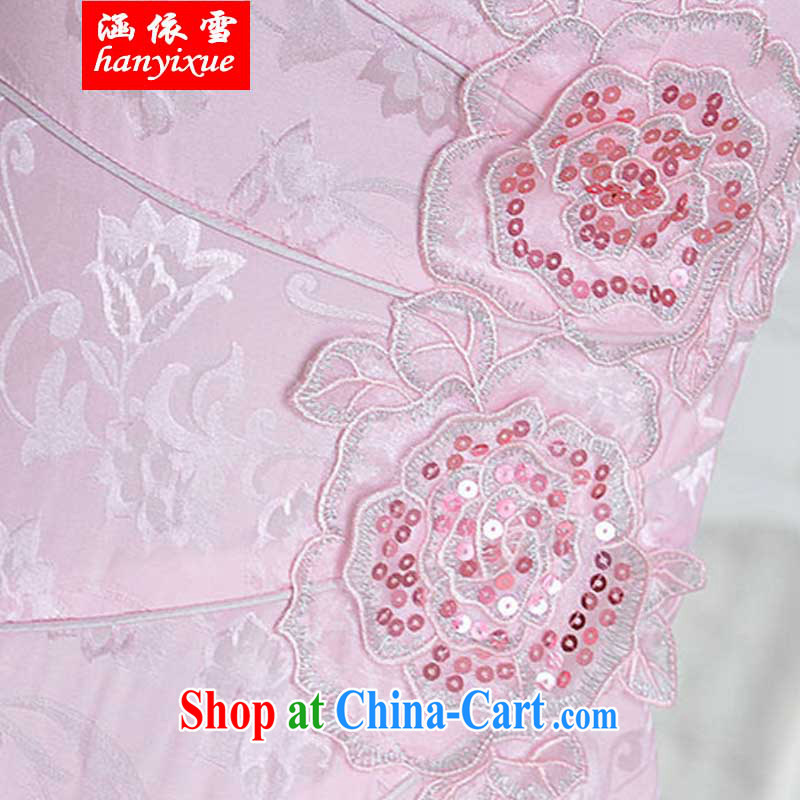 covered by snow in summer 2015 and stylish embroidered cheongsam dress pink M, covered by snow, shopping on the Internet