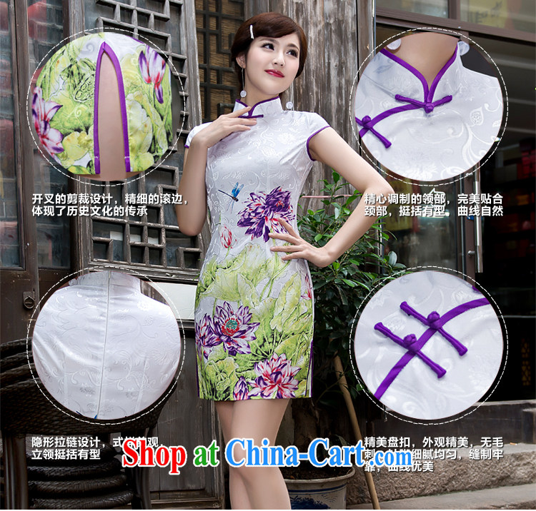 2015 spring and summer daily short cheongsam large Lotus jacquard cotton cultivating graphics thin traditional improved cheongsam dress girls white XXL pictures, price, brand platters! Elections are good character, the national distribution, so why buy now enjoy more preferential! Health