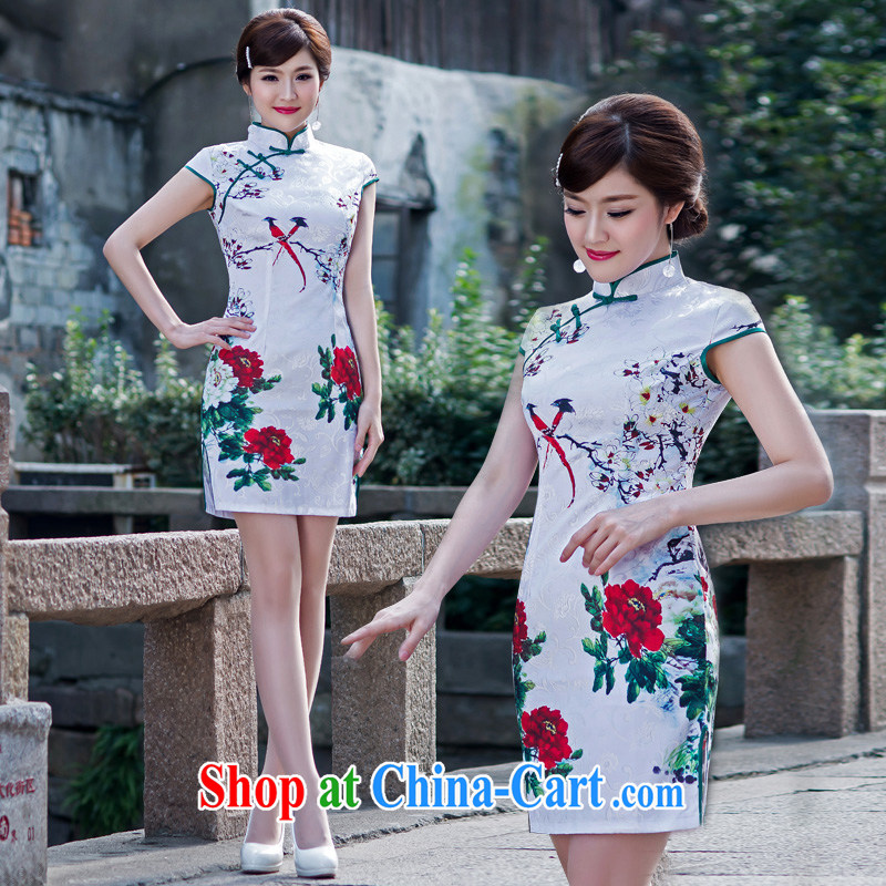 Martin Taylor spring 2015 retro improved the short cheongsam beauty package and elegant cheongsam dress girls white XXL, Taylor Martin (TAILEMARTIN), online shopping