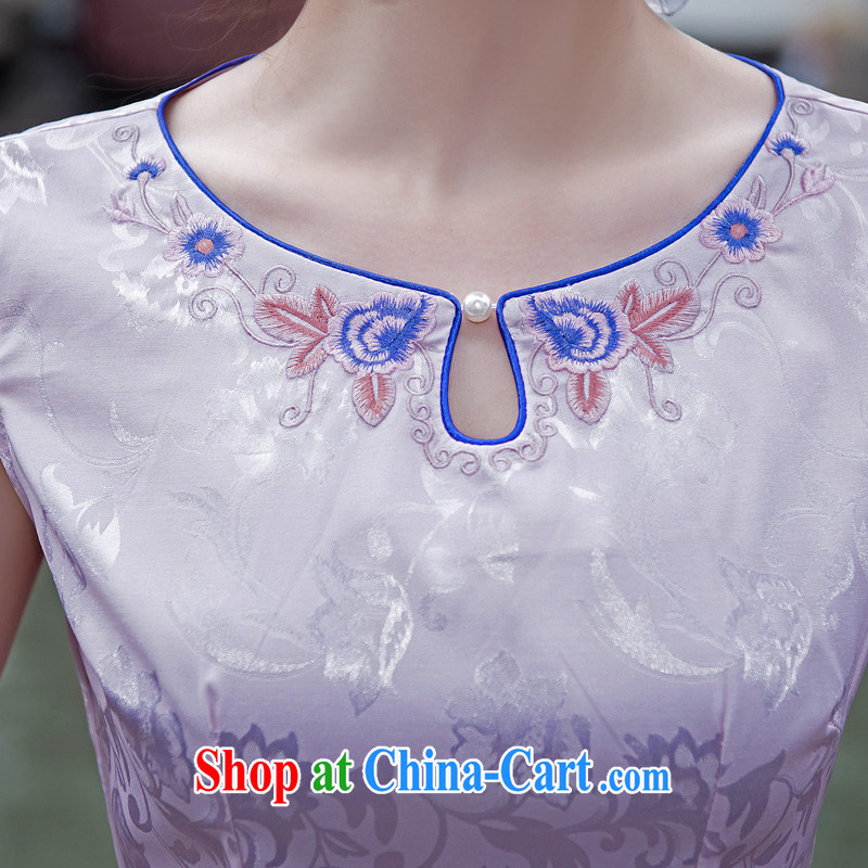 2015 new spring and summer day dresses short dresses, embroidery round-low for improved and stylish beauty cheongsam dress the white XXL, Taylor Martin (TAILEMARTIN), online shopping