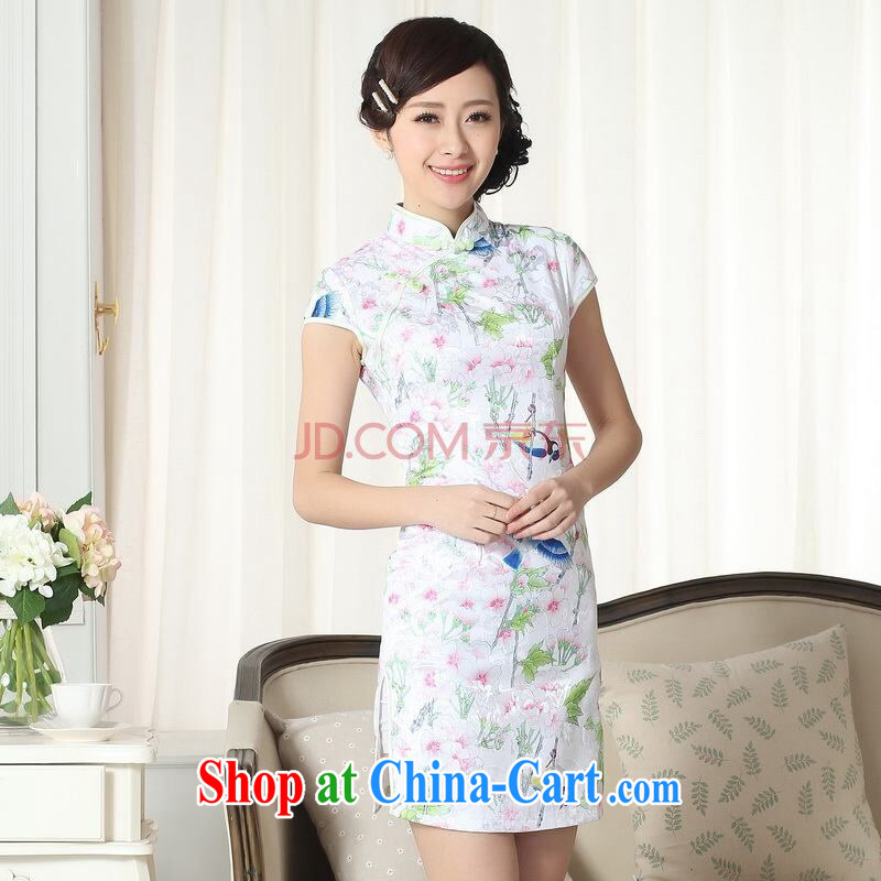 And Jing Ge new summer elegance Chinese qipao Chinese graphics thin short cheongsam picture color 2 XL