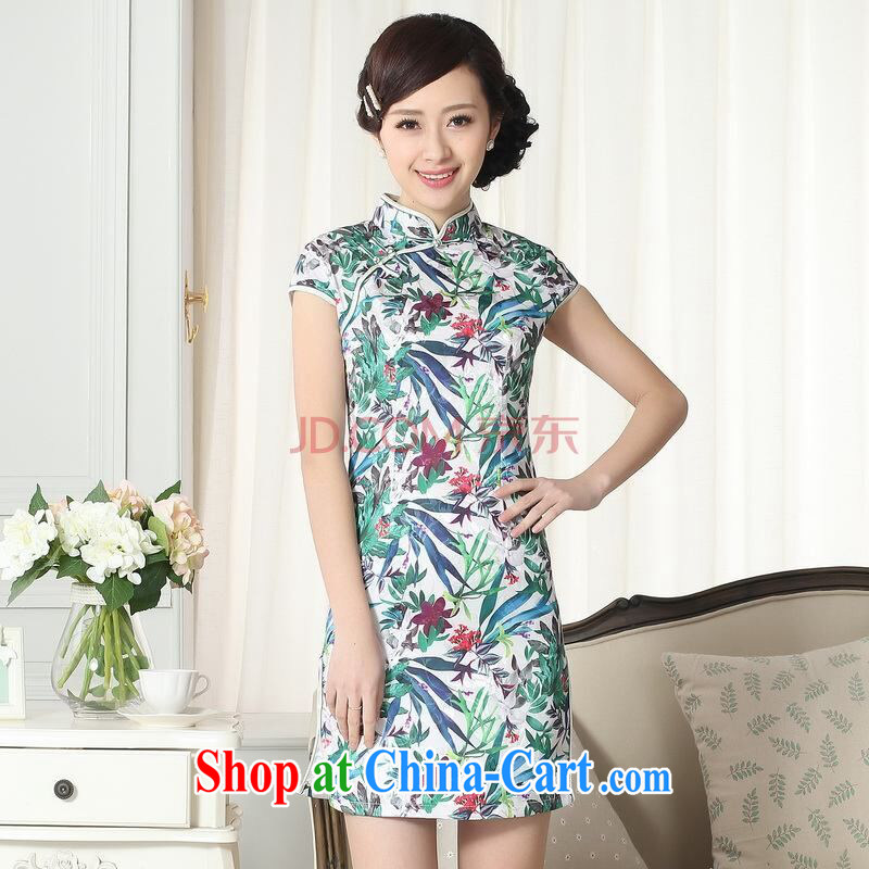And Jing Ge new summer elegance Chinese qipao Chinese graphics thin short cheongsam picture color 2 XL