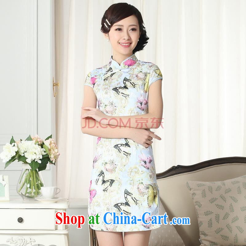 And Jing Ge new summer elegance Chinese qipao Chinese graphics thin short cheongsam picture color XL, Jing Ge, shopping on the Internet