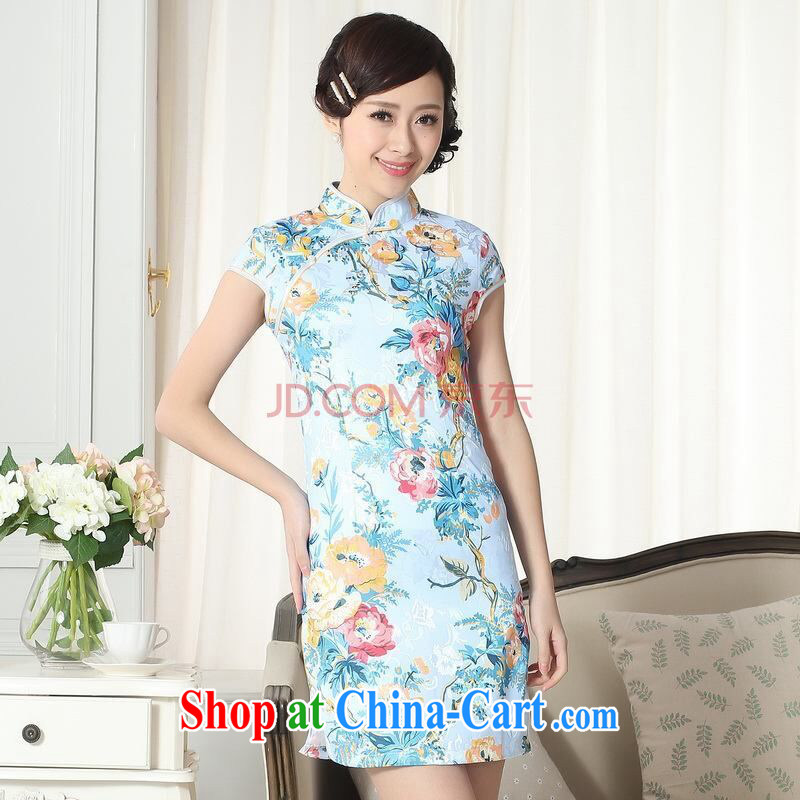 And Jing Ge jacquard cotton daily Chinese qipao cultivating short cheongsam picture color 2 XL