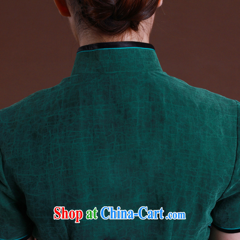 once and for all, new dresses 2015 spring dark green silk fragrant cloud yarn cheongsam short cheongsam Korea antique custom dark tailored 10 Day Shipping, once and for all (EFU), and shopping on the Internet