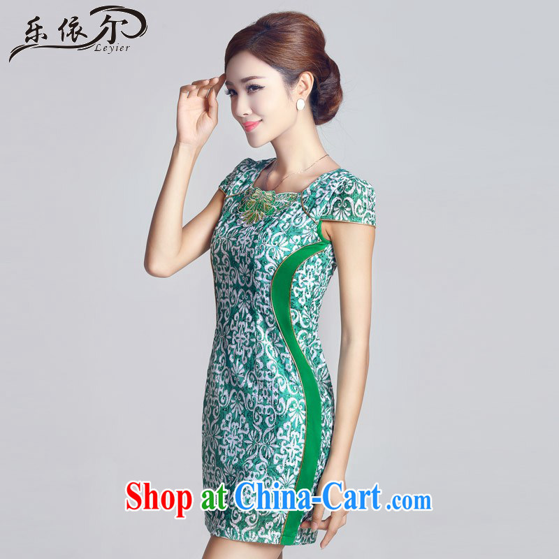 And, in accordance with antique embroidery girls dresses, short-day lady cheongsam dress green retro LYE 66,603 green XXL, in accordance with (leyier), online shopping