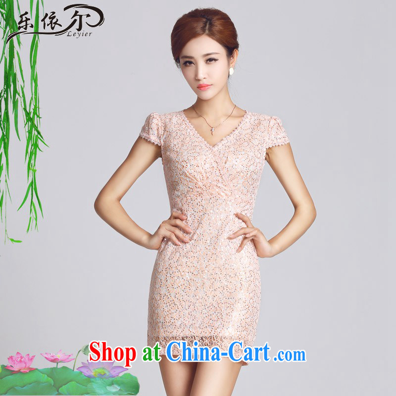 And, in accordance with daily improved lady dresses beauty package and antique cheongsam dress short cheongsam LYE 66,616 pink XXL, in accordance with (leyier), online shopping