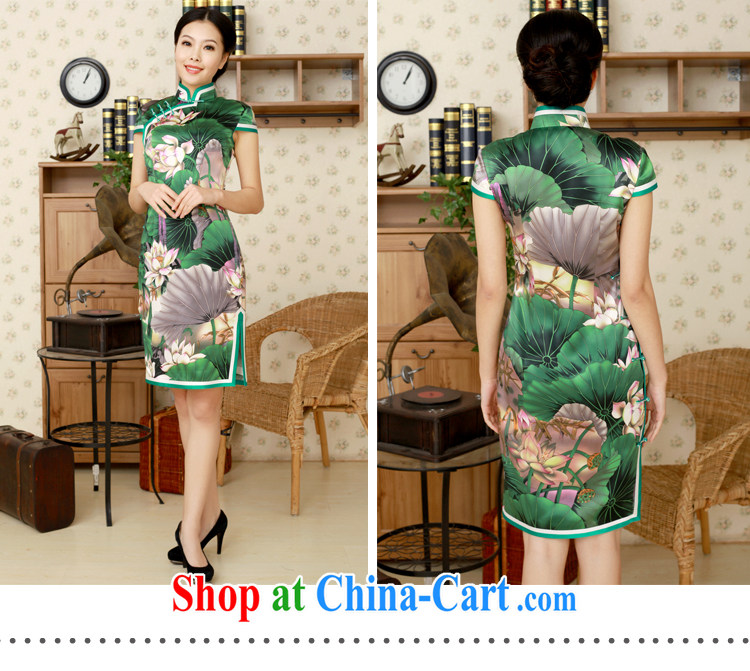 once and for all, new summer outfit, good manual cheongsam Green lotus heavy Silk Cheongsam original design custom green tailored 10 Day Shipping pictures, price, brand platters! Elections are good character, the national distribution, so why buy now enjoy more preferential! Health