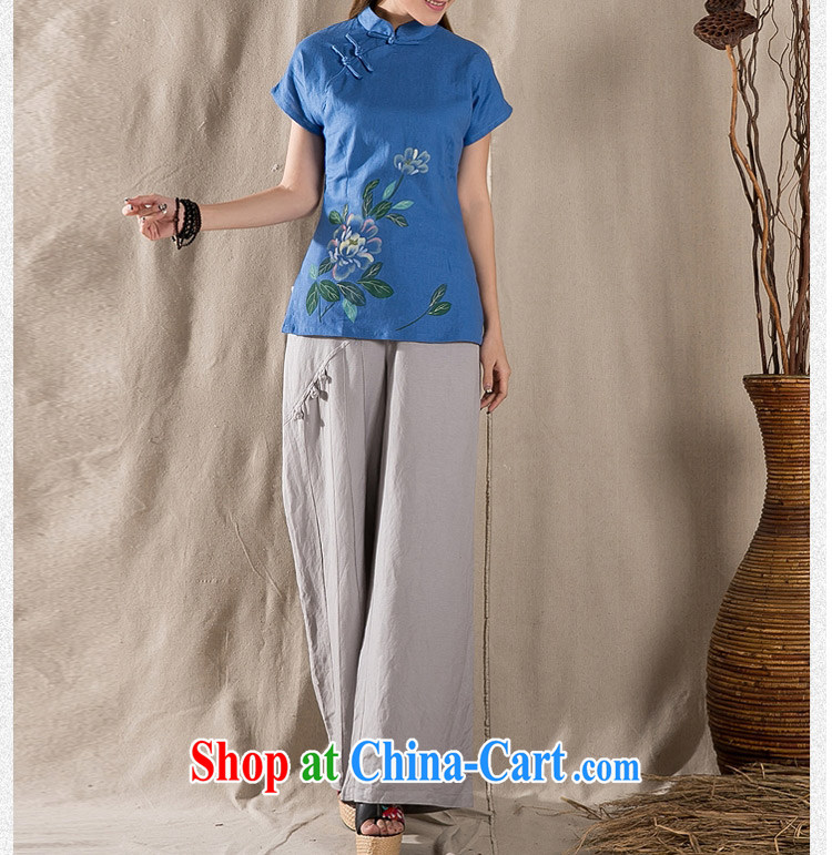The card is still (YERCARSEN) 2015 summer female new national short cheongsam shirt retro, cotton for the short-sleeved T-shirt blue XXL pictures, price, brand platters! Elections are good character, the national distribution, so why buy now enjoy more preferential! Health
