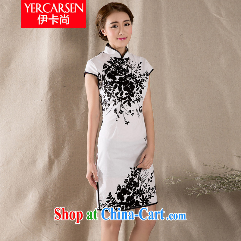 The card is still (YERCARSEN) 2015 summer new Stylish retro cheongsam dress ethnic Chinese style and elegant stamp girls dresses white XXL, card (YERCARSEN), online shopping