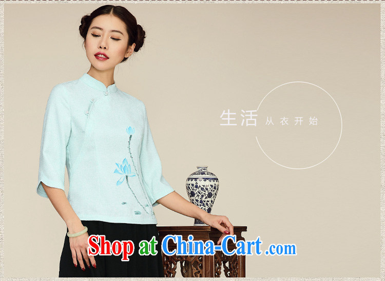 Mr Tang, Id al-Fitr, the new 2015 National wind retro-snap improved Han-Sau San Tong T-shirt with light green XL pictures, price, brand platters! Elections are good character, the national distribution, so why buy now enjoy more preferential! Health