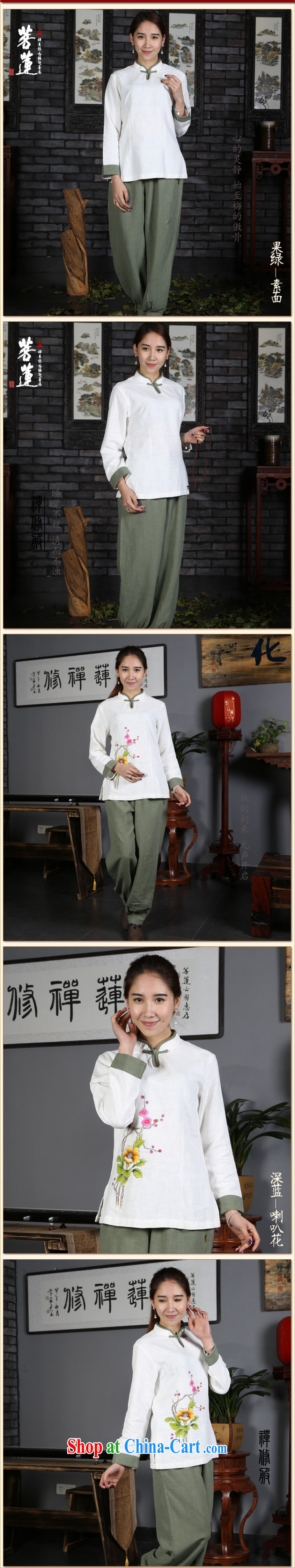 Introducing Lotus Zen original women ramie cotton Ma hand-painted Lotus Lotus meditation Nepal clothing yoga clothing China wind Kit White - Dark Blue XL pictures, price, brand platters! Elections are good character, the national distribution, so why buy now enjoy more preferential! Health
