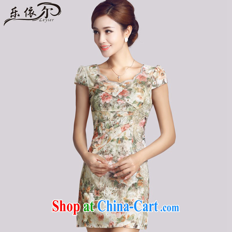 And, in accordance with improved retro lady cheongsam embroidery flowers Daily Beauty short cheongsam dress LYE 66,623 apricot XXL