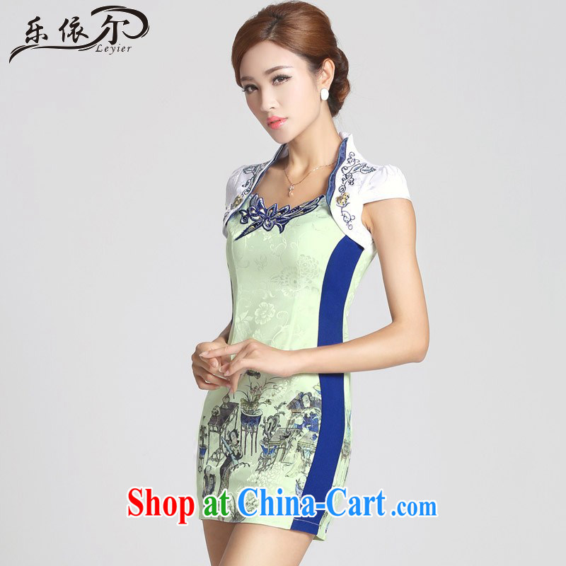 And, in accordance with cheongsam dress improved retro stamp duty qipao cheongsam dress with short, short-sleeved LYE 66,601 white XXL, in accordance with (leyier), shopping on the Internet
