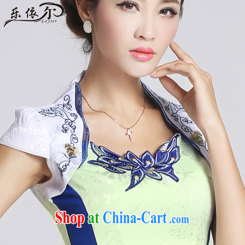 And, in accordance with cheongsam dress improved retro stamp duty qipao cheongsam dress with short, short-sleeved LYE 66,601 white XXL, in accordance with (leyier), shopping on the Internet